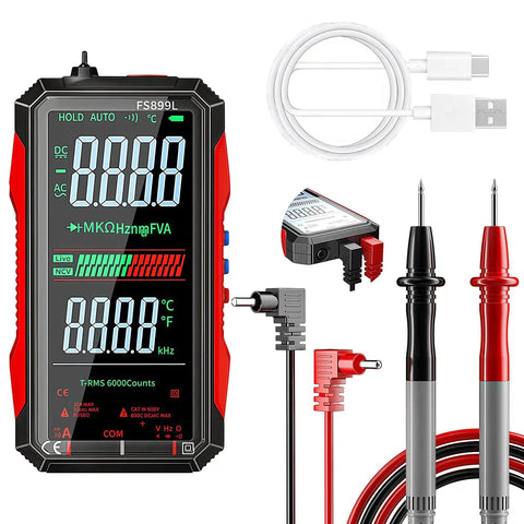 6000 Counts True RMS Digital Multimeter With 4.8 Inch Color Screen, USB C Rechargeable AC DC Voltage Tester With Leads
