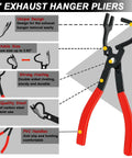 Heavy Duty Carotupy Exhaust Hanger Removal Pliers Plus Two Red Rubber Mounts Cut Rusty Clips Fast With Comfortable Grip For Any Auto Repair Shop Or DIY Mechanic, 12-inch steel pliers