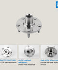 Front Wheel Hub Bearing Kit Set Of 2 Direct Fit For 2011 2015 Hyundai Elantra 2013 2017 Hyundai Elantra GT And 2012 2017 Hyundai Veloster Replacement Hubs 51720 0Q000 51750 1P000 close-up view
