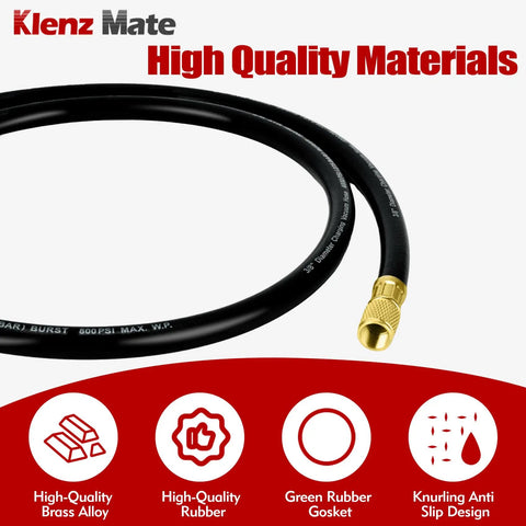 Pro Grade HVAC Vacuum Hose 72 Inches Long With Three Eighths Inch Flare Fittings For Fast Evacuation And Refrigerant Recovery
