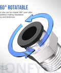 Pro Grade 10 Pack 3/8 Inch Push To Connect Fittings 360° rotatable feature for easy installation.