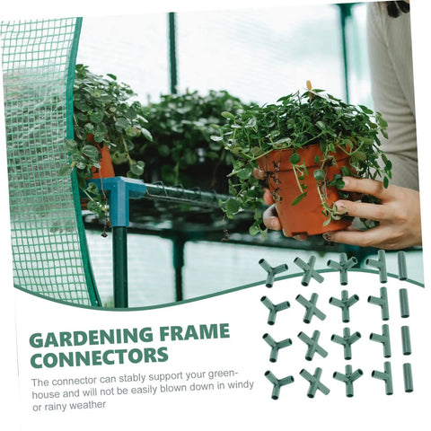 20 Piece Durable Gardening Frame Connectors Tubes Joints for Greenhouse Flexible Support Brackets for Plant Growth Heavy Duty Reinforcement for Polytunnel and Outdoor Use