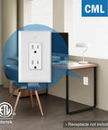 Jumbo Decorator Wall Plate Six Pack Oversized 1 Gang White Outlet Covers 3.5 By 5.5 Inches shown in an office setting.