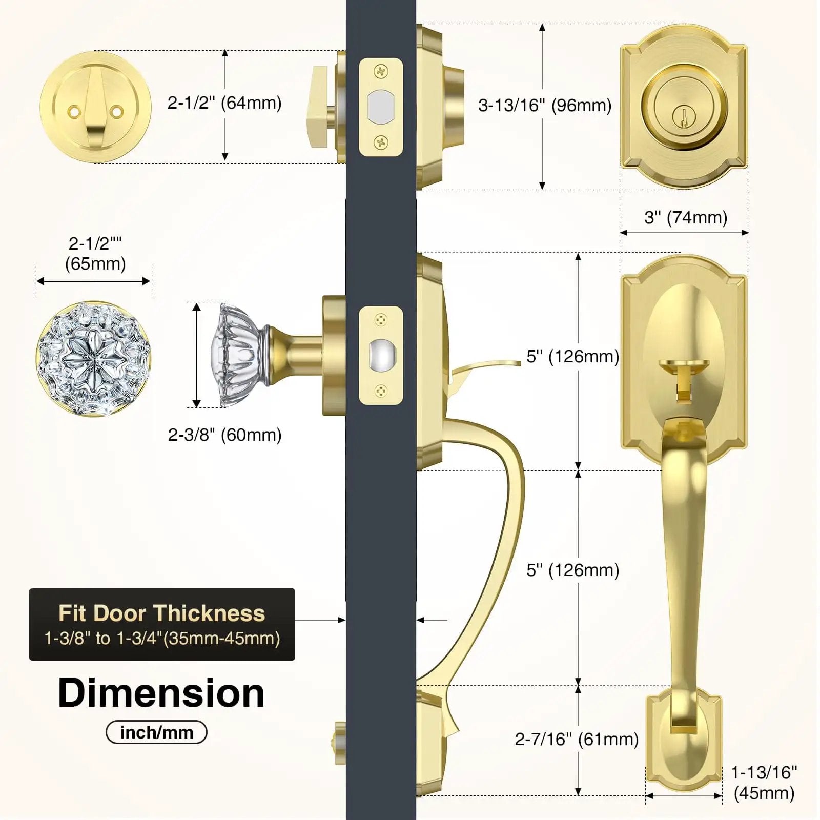 Vintage Gold Front Door Lock Set - Sleek & Secure! ✓