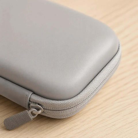 Rugged Eva Hard Shell Cable Organizer No More Gnarly Tangles Street Smart Tech Gear Pouch For Chargers Adapters And Electronics, gray zippered case detail.