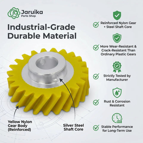 Three Pack Worm Gear Replacement WPW10112253 Fiber Reinforced Gear with yellow nylon and silver steel shaft