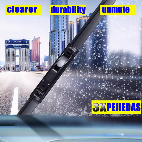Heavy Duty Front And Rear Wiper Blades For 2002 Through 2006 Gmc Envoy 22 Inch Oem fits Chevy Trailblazer Yukon Suburban in action on wet windshield.