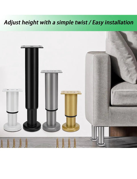 Adjustable Gold Furniture Leveling Feet With Universal Screwless Twist Design For Wobbly Tables Beds And Couches Hassle Free Zero Drilling Solid Floor Savers Quick Renter Upgrade 72 To 110 Cm Span in various colors.