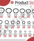 C clip and E clip sizes from 312 Pcs Snap Rings Kit With C Clips And E Clips Manganese Steel Retaining Ring Set M4 To M28 And 1.5 To 10mm