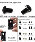 200 Piece 2020 Aluminum Extrusion Hardware Kit With M5 T Slot Nuts Bolts Screws And Slide Nuts For 20 Series And 2040 V Slot Projects Includes Wrench In An Organized Clear Case For Easy Drop In Assembly. Display of black screw nut set application for aluminum extrusion.