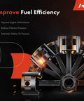 Graphic illustrating engine pistons highlighting fuel efficiency improvements for Vapor Canister Purge Solenoid Valve Compatible With Honda CR-V Civic Accord Crosstour And Acura TSX 2006-2015 With 1.8L 2.0L And 2.4L Engines Direct Replacement.