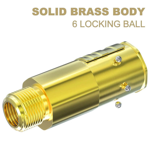 WYNNsky brass air quick-connect coupler with 1/4 in NPT threads, solid brass body, side view.