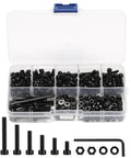 405 Piece M3 Screw Assortment Kit Loaded With Hex Socket Head Cap Screws Nuts And Washers Premium Metric Machine Bolt Set in clear organizer box.