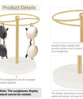Gold Finish Eyewear Organizer Rack holds up to 12 pairs of sunglasses and glasses display stand for desk, dresser, tabletop or countertop.