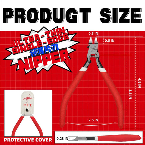 4.8 Inch Single Blade Model Nipper With Non Slip Grip For Gunpla Sprue Cutting, product size diagram