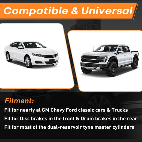 Brass Brake Proportioning Valve For Front Disc Rear Drum Setup Fits Classic Chevy Buick Trucks With Dual Reservoir Tanks shown with compatible vehicles