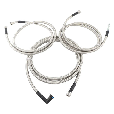 Slick Flexible Braided Stainless Steel Fuel Line Replacement Kit For Chevy Equinox And GMC Terrain Models 2010 Through 2012, includes three braided hoses.