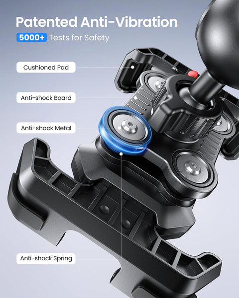 No Jiggle Anti Shake Motorcycle Phone Mount With 2026 Dual Vibration Dampener, close-up of anti-vibration components