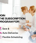 Mother and daughter sharing a tender moment in the kitchen, highlighting subscription benefits of saving money, auto deliveries, and flexible scheduling.
