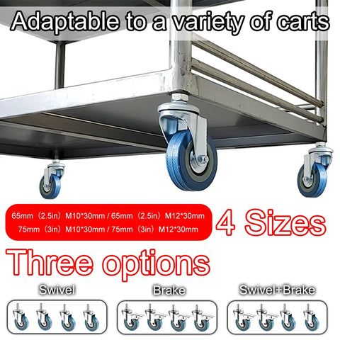 Tough As Nails Silent Roll Caster Wheels With Tight Dual Locks Smooth Glide Pvc Swivel Casters For Furniture Upgrade M10 M12 Threaded Stem Pack Of Four Easy Swap For Beds And Tables