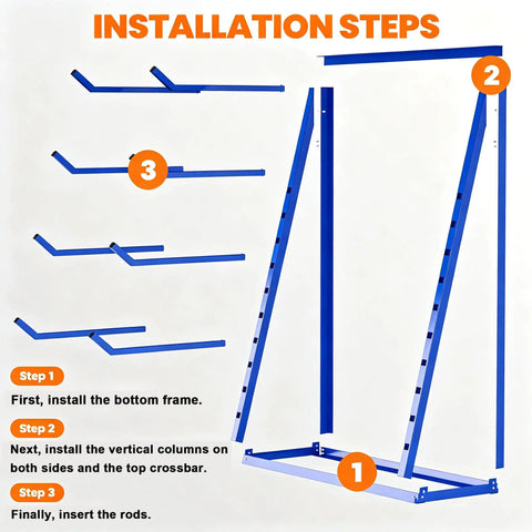 Installation steps for Beefy Heavy Duty Horizontal Lumber Storage Rack 4 Tier Cantilever Shelves Steel Pipe Organizer With 4500 Lbs Capacity
