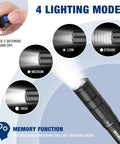 Rechargeable Mini Pen Light 2 Pack Ultra Compact EDC Flashlight with 4 lighting modes, memory function, and clip