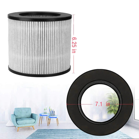 Two Pack Replacement Filter for Bissell 2801 2780 2780A 27809 MyAir Personal, High Efficiency Carbon Filter dimensions shown