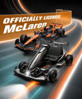 McLaren Licensed 48V Electric Go Kart for Teens 14 Plus with Handbrake and rubber tires on a track background