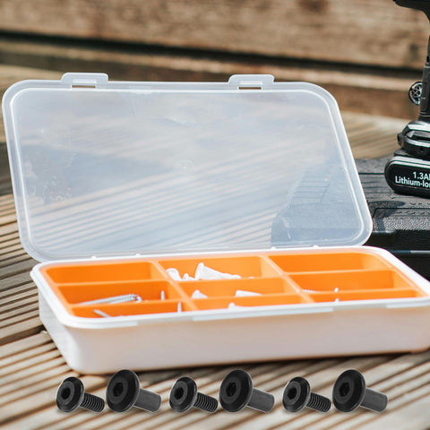 20 Piece Black Iron Socket Design Furniture Connectors Bolts And Nuts Kit for secure connections showing open case and connectors