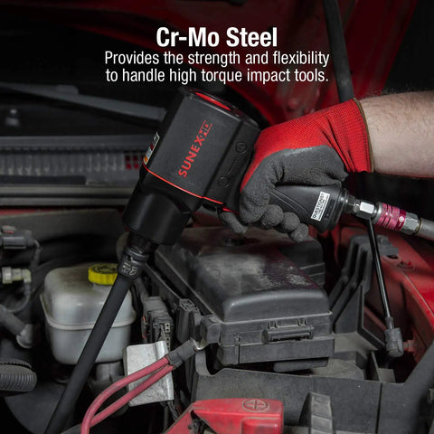 Impact Extension Set For 1/2 Inch Drive, 4 Piece SAE, 3 To 15 Inch Length Range, Cr-Mo Steel, Radius Corner Design in use