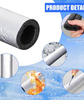 14 Pack Pipe Insulation Foam Tubes With Self Adhesive Aluminum Foil Wrap showing waterproof, fireproof, and antifreeze features