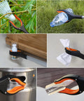 43-inch foldable grabber tool with magnets picking items in various scenes, demonstrating its versatile use for easy reach and daily tasks.