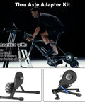 Durable Stainless Steel KICKR Thru Axle Adapter Kit for Wahoo KICKR Core V4 shown on exercise bike setup