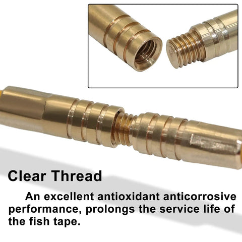 Close-up of a threaded end on 11 Foot Fiberglass Fish Tape Kit For Electrical Wiring Includes 5 Attachments And Carrying Case