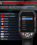 Screen display of Pro Grade 240x240 Thermal Imaging Camera Handheld Infrared Scanner showing 11 language options