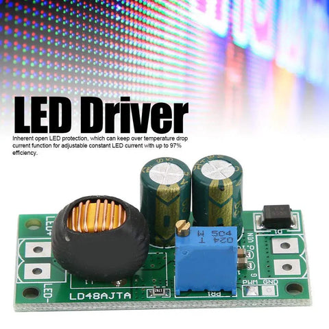 72W Led Driver Module With Slick Pwm Regulator Delivering 6V To 50V Dc Input And Smooth Brightness Control, compact design with components.