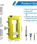 All-In-One Door Hinge Jig Kit For Routers, Adjustable Template For Three To Five Inch Door Hinge Mortises, kit components shown