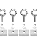 M8 X 30mm Eye Bolt Set Four Pcs 304 Stainless Steel Threaded Shoulder Eyebolts With Nuts Spring Washers And Flat Washers For Hanging