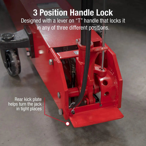 Grease Monkey Approved Heavy Duty Air Hydraulic Floor Jack 10 Ton Lift With Dual Manual And Pneumatic Pumping Heavy Gauge Steel Build Three Position Handle Lock And Rust Resistant Coating For Quick Shop Roll Out Efficiency