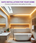 Warm White 3000K LED Strip Lights 24.6ft High Density Tape Light With 900 LEDs Per Reel, 12V Dimmable, UL Listed, bathroom lighting