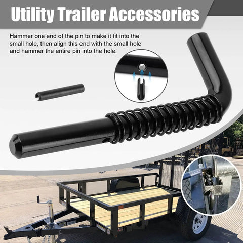 Premium Heavy Duty Trailer Gate Spring Latch Repair Kit Two Pack, with spiral latch pin and connector for utility trailers.