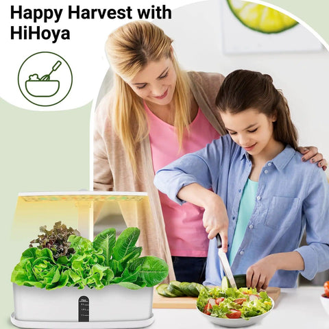 Two women using an All In One Hydroponic Seed Pod Kit With Eight Pods And Over Six Hundred Heirloom Non GMO Seeds For Cherry Tomato Roma Tomato Bell Pepper Jalapeno Cilantro And Onion.