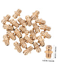 Pro Grade 25 Piece Hydraulic Grease Fittings Kit With Locking Clamp And Industrial Caps And Couplers Angled Nozzles For Bearings Motors Trucks Farm And Heavy Duty Maintenance shown in brass finish.