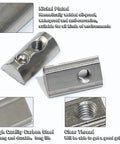 Drop In T Nut Set For Aluminum Extrusion, 20 Pcs M6 Thread Spring Nuts, Nickel Plated Carbon Steel, 6mm Slot, 20 Series, Various Views