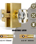Crystal Glass Door Knobs With Lock Satin Brass Finish For Bedroom And Bathroom Privacy Knob Easy To Install Modern Interior Door Hardware Adds Lux Look And Reliable Security with adjustable latch sizes