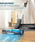 Premium Cordless Stick Vacuum With Auto Empty Base And Tangle Free Roller That Eats Up Pet Hair And Dirt Without Clogging Or Making A Mess Up To 70 Minutes Of Battery Life For Effortless Daily Home Care And Fresh Clean Floors, showcasing the tangle-free roller technology.