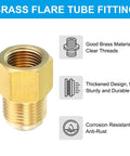 Beefy Brass Flare Fitting Three Eighths Inch Female To One Half Inch Male SAE 45 Degree Flare Adapter with descriptions and specs