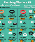 Chart of plumbing washer sizes in 258 Piece Faucet And Plumbing Rubber Washer Kit In 32 Sizes For Garden Hose Valves Spigots Adapters Outdoor Faucets Bibbs And Shower Hoses Repair For DIYers Must Have