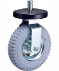 Smooth Rollin Pneumatic Wheel Caster Set Featuring Two Rigid And Two Swivel Units With Bully Proof Eight Inch Tires And Protective Donut Bumpers showing a pneumatic wheel with gray tire and metal mounting.