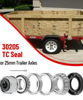 Two Pack 30205 Trailer Bearings Kit With Races And TC 30x52x10mm Seals Dust Covers And Cotter Pins For 25mm Axles